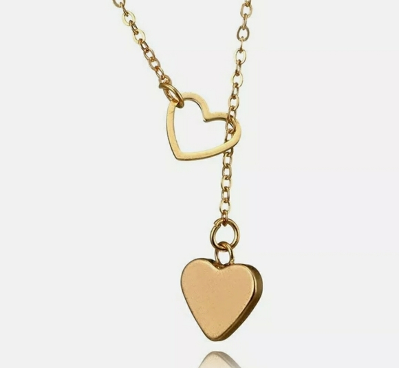 Unlisted Jewelry - DOUBLE HEART GOLD DROP NECKLACE